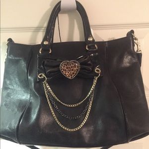 Black leather betsey Johnson purse